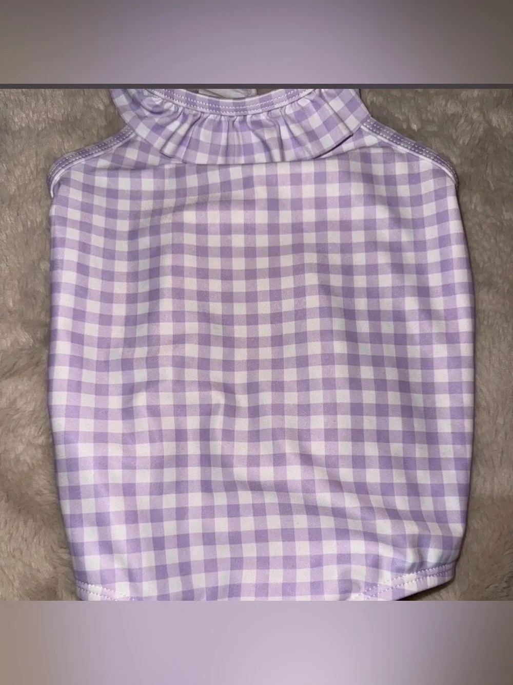 Lavender Gingham Ruffle Swim suit